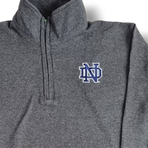 Champion Quarter Zip Fighting Irish Embroidered Logo Grey USA Uni Sweater Mens S - Picture 4 of 9